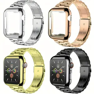 Men's Stainless Steel Apple Watch Band & TPU Case Combo - Business Style, Butterfly Clasp, Scratch-Resistant Protection for Series 1/2/3/4/5/6/7/8/9/10/11/SE/Ultra (38/40/41/42/44/45/46/49mm)