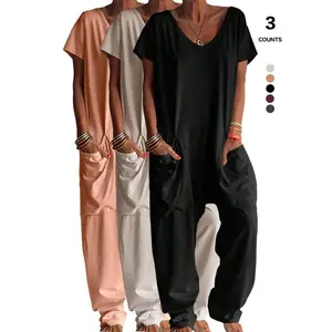 2026 Oversized Women’s Harem Jumpsuit, Bohemian Style One-Piece Romper, Casual Fashion with Side Pockets, Spring & Summer Wear GARMENTARY