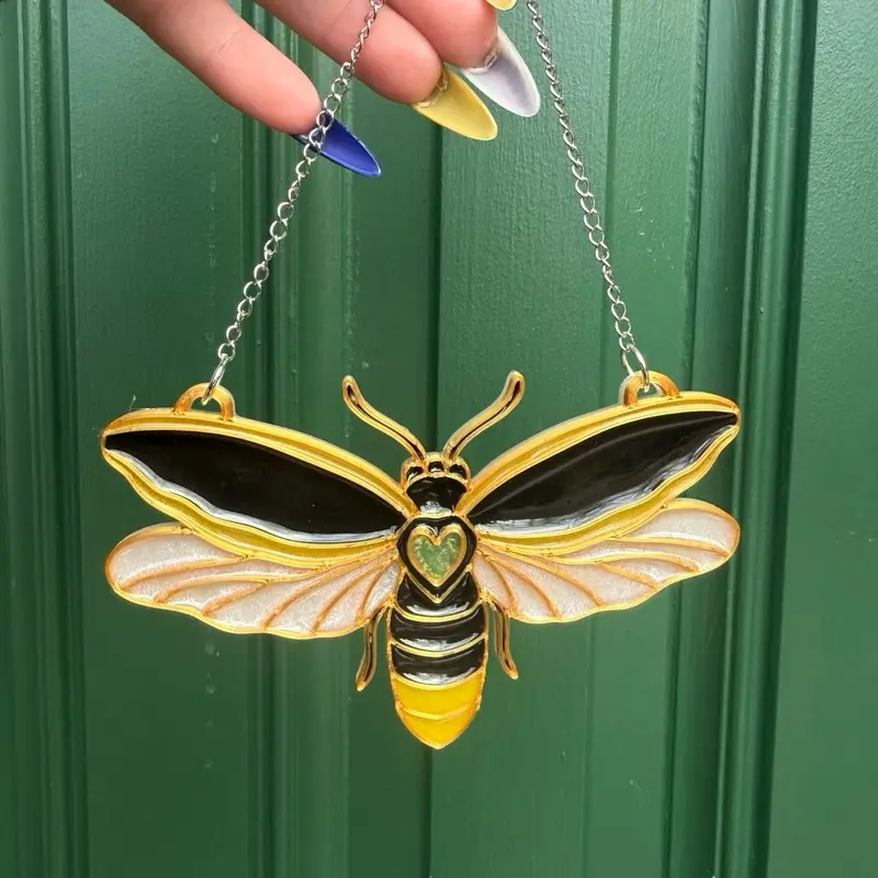 Firefly Handmade Suncatcher - Gold and Black Bug Design with Heart Detail for Home Decor