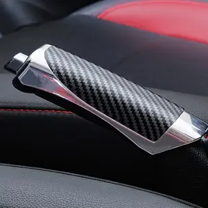 Carbon Fiber Pattern Car Handbrake Cover, Comfortable Anti-Scratch Wear-Resistant Wood Handbrake Protector, Decorative Auto Accessory, Car Accessories