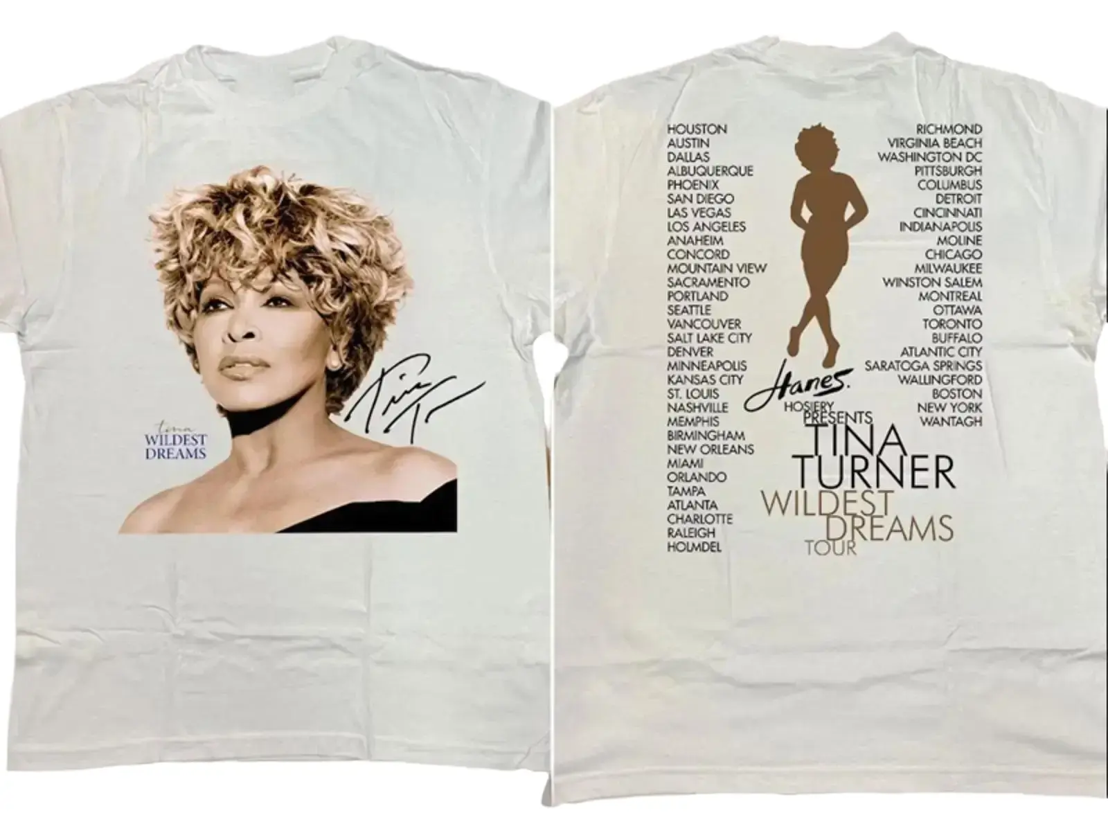 Vtg Tina Turner Wildest Dreams Tour Cotton White Unisex Shirt