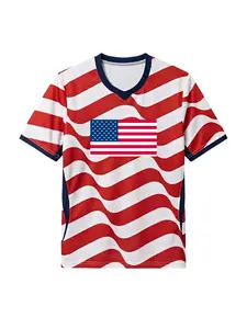 USA Flag Soccer Jersey | Breathable mesh fabric helps keep you cool and comfortable—whether you're at a pre-game party or watching the match live. Cheer on your home team with all your might throughout the entire tournament! Top Casual
