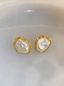 French Baroque Faux Pearl Earrings, Vintage Simple Women's Daily Wear, Versatile Elegant Earings, Pair of Stylish Jewelry