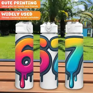 750ML Cartoon Color Sports Water Bottle, Leak-Proof, Portable, Anti-Drop, Pop-Up Lid, Ideal for Running, Birthday Gift, Christmas Present