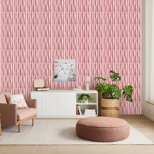 Aadesh 3D Wall Panel (Includes Roll of Mounting Tape), Interior Wall Decor, Geometric Texture Pattern for Living Room, Lobby, Bedroom, Hotel, Office, Game Room, TV Backdrop, 11.8 x 11.8 inches (Approx. 30 x 30 cm), White/Black/Pink/Gray