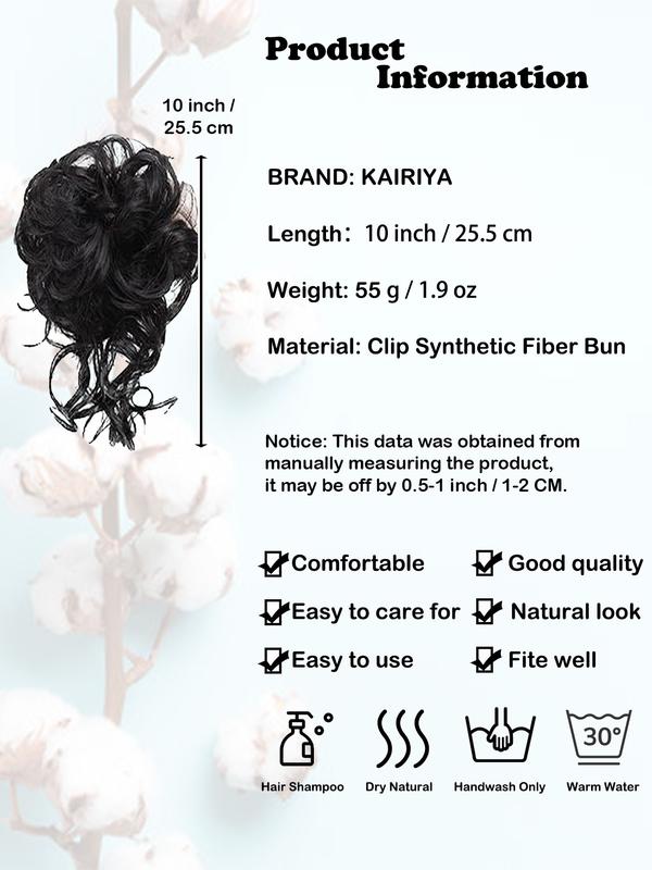 Bun Hair Piece with Claw Clip, Synthetic Soft Hairpieces Fake Hair Bun for Women, Updo Chignon Ponytail Extension