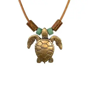 Bronze Turtle Necklace with Beads