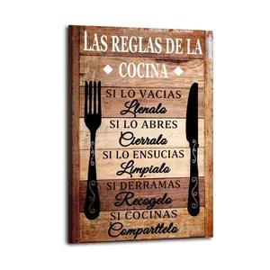 Las Reglas De La CocinaArt Canvas Posters Photos Wall Decorations Canvas Printing Living Room Bedroom Decoration Wall Decoration Printing Office Aesthetic Posters
