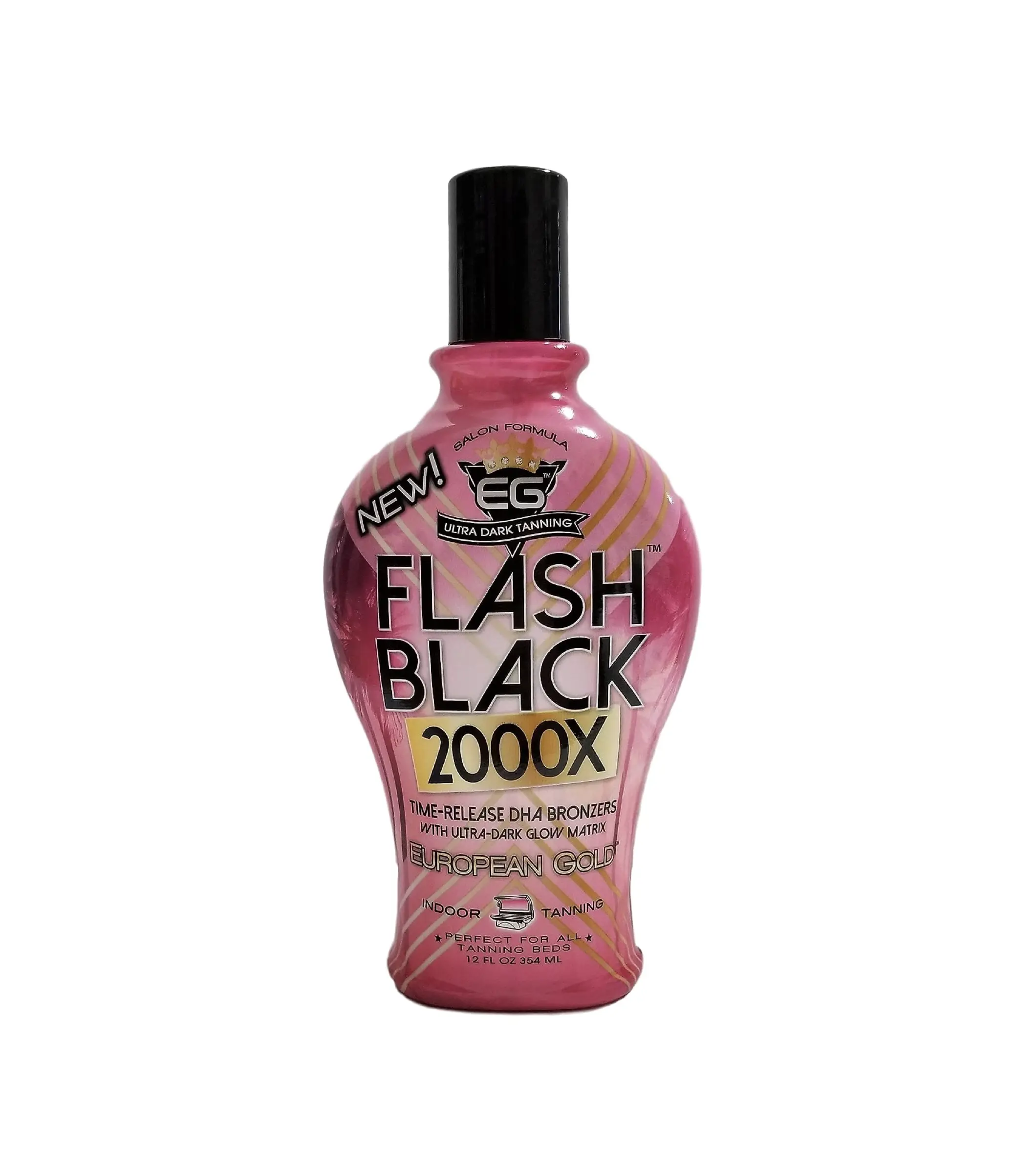 European Gold Flash Black 2000X Indoor Tanning Lotion with Time-Release DHA Bronzers, 12 Ounce Body Care Coconut