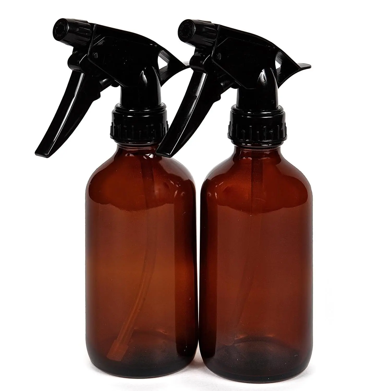 , 2, Large, 8 oz, Empty,  Glass Spray Bottles with Black Trigger Sprayers