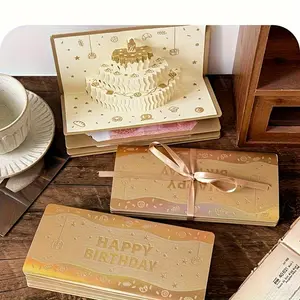A Creative 3D Birthday Cash Folding Envelope Card That Combines a 3D Cake Style, Making It a Unique Gift That Integrates a 3D Greeting Card with a Folding Envelope