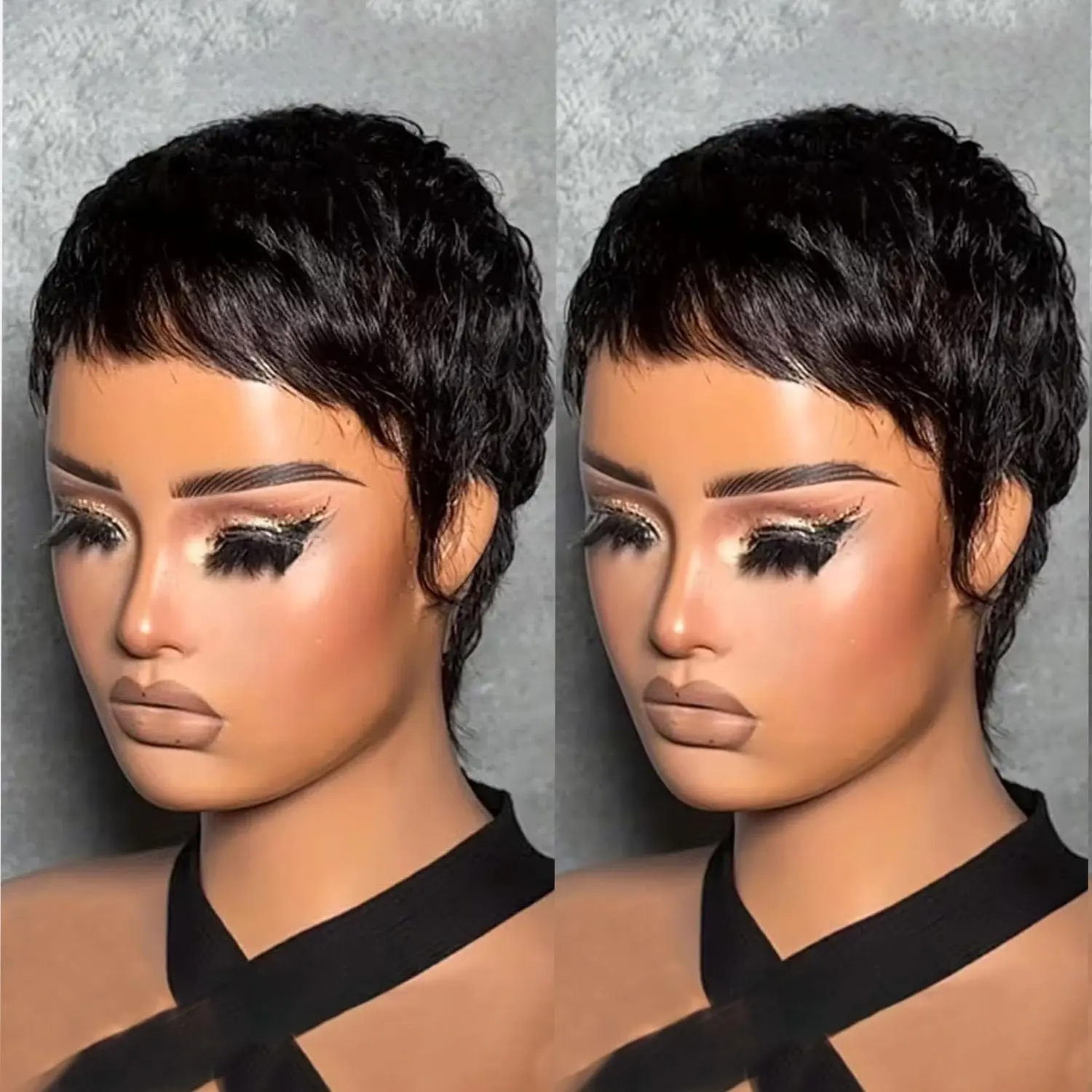 CL HAIR Pixie Cut Wig for Black Women Black Color human hair Pixie Wigs for Women Straight Machine Made Short Wigs for Black Women Daily Use 1B Easy To Style Maintenance Summervibes