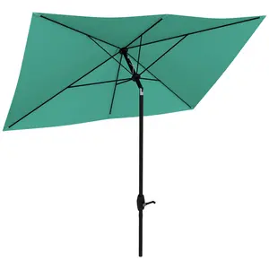 NEWZOME Rectangular Market Umbrella Outdoor Patio Table Sun Shelter with Crank and Tilt, UV50+ Waterproof Shade Canopy for Garden Pool Deck Backyard, Wind Resistant Design for Comfortable Outdoor Use