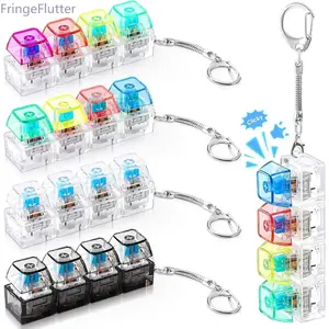 Portable Keyboard Style Fidget Clicker Toy, Real Mechanical Key Button Feel Stress Relief Cube, Mini Keychain Relax Toy for Adults Daily Use