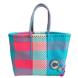 Plastic Woven Purse Hand Crafted Multicolor for Everyday