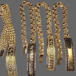 New Style Chino Link Bracelet or Double Row Curb Bracelet in 4 Different Styles Greek Key Design 8 Inches with Discreet Sliding Clasp Pink Silver Gold Black Gold Fashionable Bangles Jewelry Jewelry