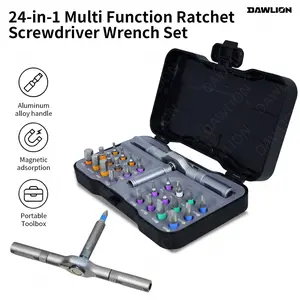 DAWLION 24 in 1 Magnetic Screwdriver Set,Multifunctional Drill Bit Set,Household Repair Tool Kit,Detachable T-shaped Ratchet Handle