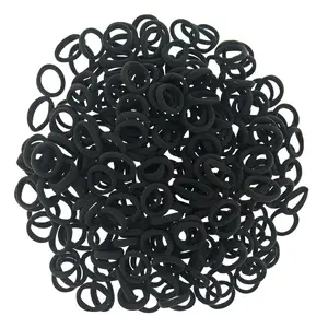 200 count Solid Color Cotton Hair Ties for Women Girls' Elastics Hair Ties Seamless Ponytail Holder (Black)