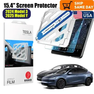 For Tesla Model 3/Y 2017-2025 Anti-Glare Screen Protector - Premium HD Matte Tempered Glass with Dust-Free Frame & Blue Light Filter Technology
