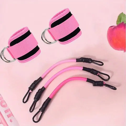 Unisex Functional Ankle Resistance Bands - 3-Piece Variety Set, 3-Band Workout Mix, 0.66 lb Easy-to-Use Stretching Gear for Home Workout, Leg Training Home Gym Equipment (3pcs(Pink), Black)
