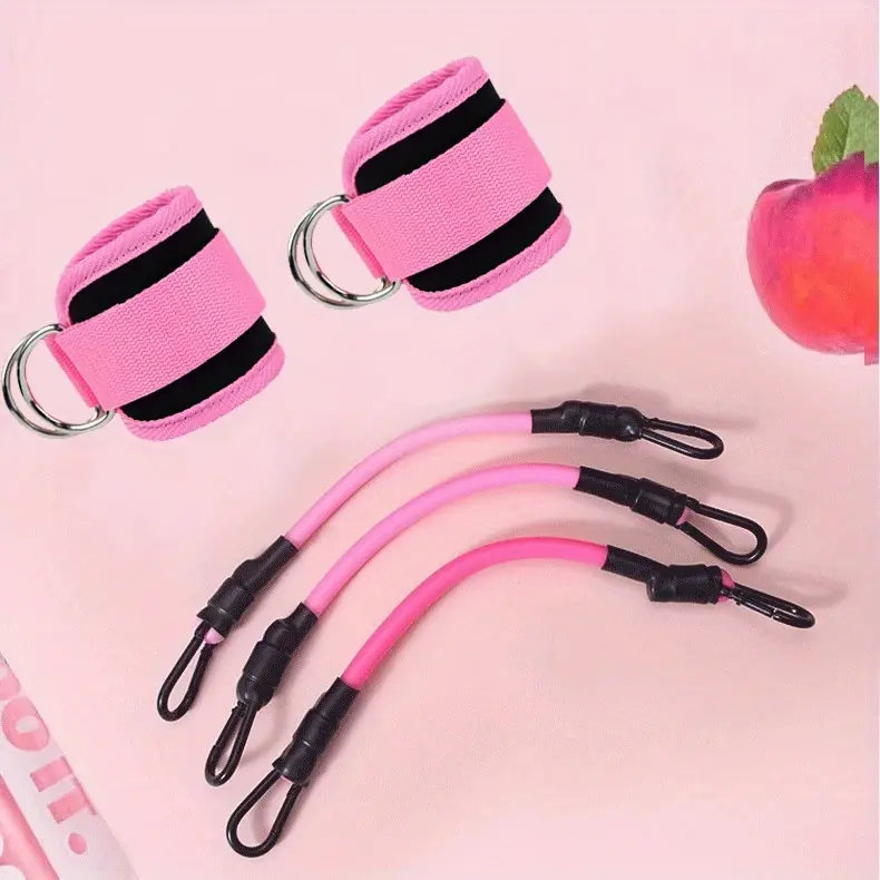 3pcs Functional Ankle Resistance Bands - Active Stretching Gear for Home Workout, Leg Training, Butt Toning - Men & Women's Sports Fitness Workout Band (Pink, Black), Home Gym Equipment, Unisex