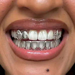 Trendy Hollow Cross Star Dental Jewelry Set, Adjustable Decorative Braces, Hip Hop Rap Stage Party Accessories, Unique Style, Tooth Gem