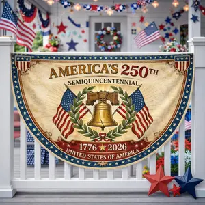 250th Anniversary USA Fan Flag, Semiquincentennial Patriotic Gifts, Liberty Bell Vintage Canvas Decor, July 4th Independence Day 2026 Banner