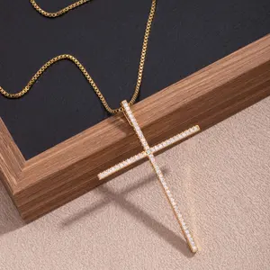Micro-Pave Cross Necklace Dainty Layering Chain with Crystal Accents Minimalist Everyday Jewelry for Effortless Elegance