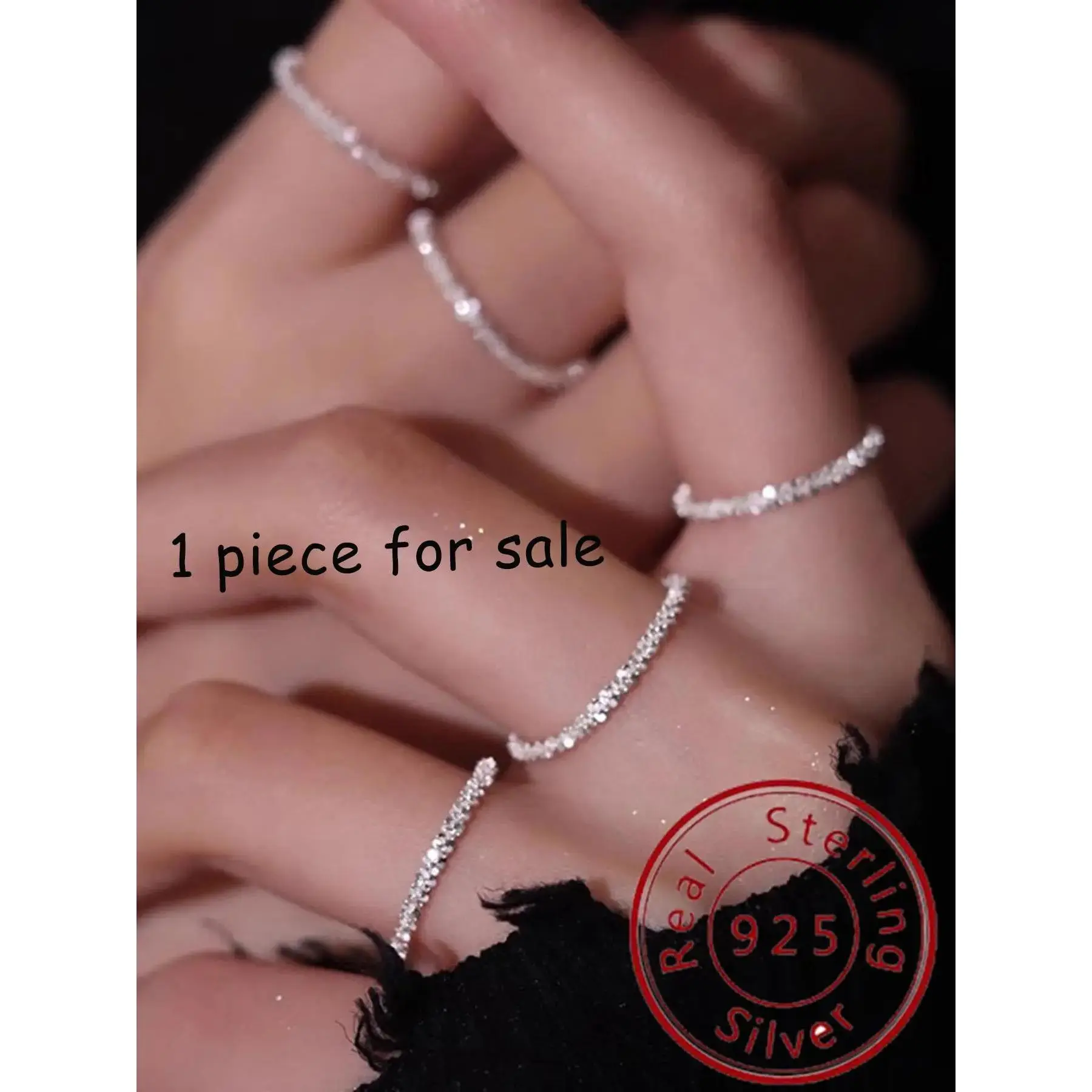 925 Sterling Silver Glitter Ring, Simple Design Ring for Women & Men, Fashion Jewelry Accessories for Party, Daily Clothing Decor, Trendy All-match & Exquisite Jewelry for Birthday Gift