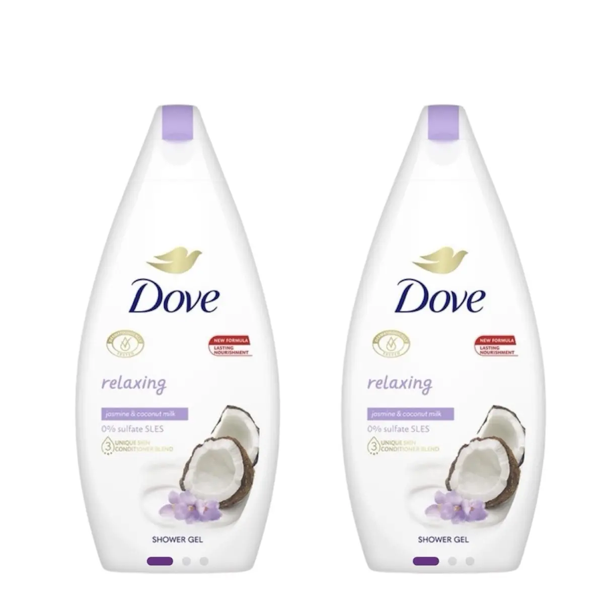 Dove Jasmine and Coconut Milk Body Wash - 500ml Pack of 2, Gentle Soothing Cleanser, Moisturizing Beauty & Personal Care Bath & Shower Product