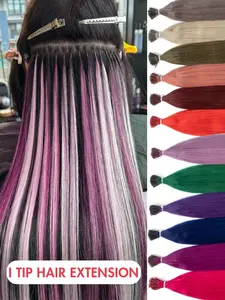 I Tip Keratin Fusion Hair Extensions Colored Stick Tip Extensions for valentines festival Women Girls Various Shades 50 Strands Straight Natural Look Colored I Tip Hair Extensions Invisible Fusion Style Easy to Wear 12-20 Inch Multiple Colors Hair