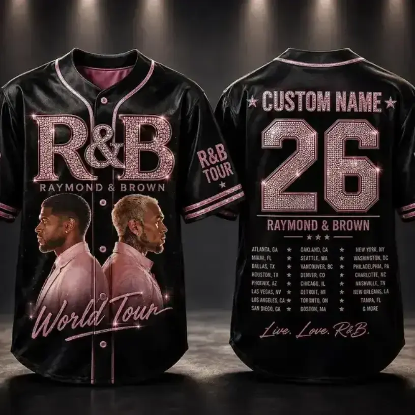Custom R&B Tour Baseball Jersey, Personalized Concert Shirt, Vintage Music Fan Apparel, Hip Hop & R&B Festival Outfit, Streetwear Baseball Jersey, Gift for Music Lovers