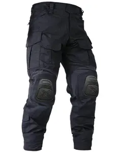 Men??s Outdoor Pants with Knee Pads Camo Cargo Pants Waterproof Hiking Pants 10 Pockets (No Belt)