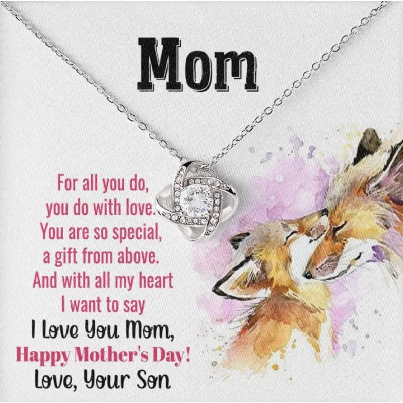 Jewelry To My Mom - You Are So Special, Love Knot, Son to mom gift, Gift for mom, Message Card for Mom, Mother's Day, Christmas Birthday Gift, Mom gift from Son