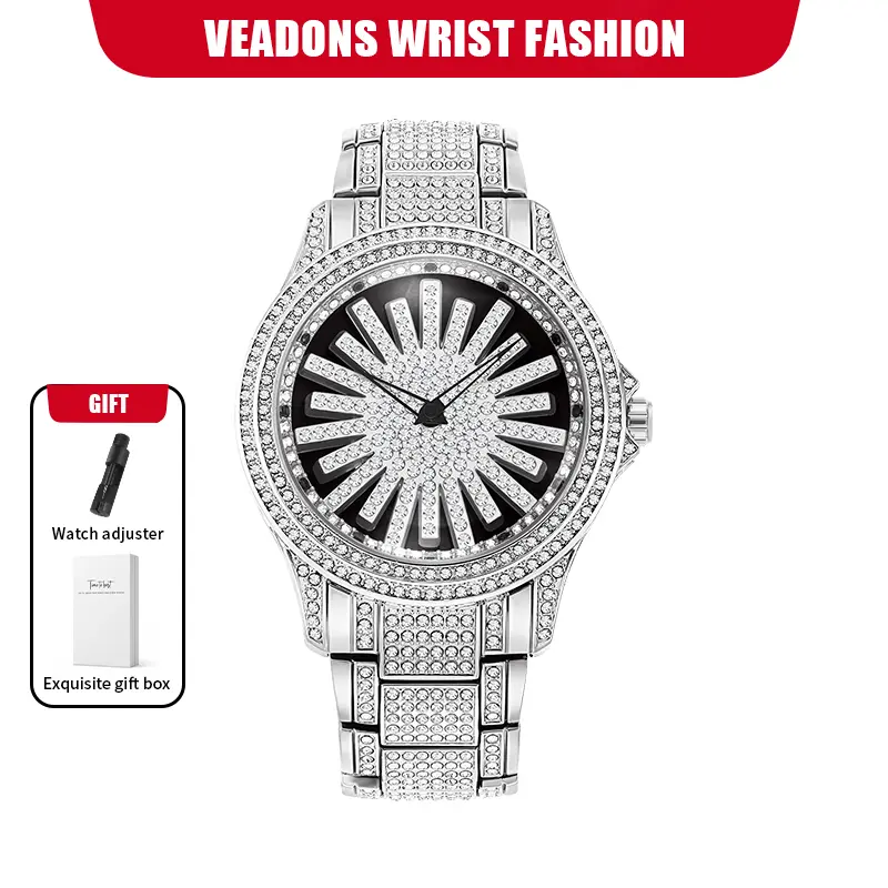 New Arrival Full Diamond Spinning Dial Men's Watch  Authentic Starry Sky Design, High-End Business Watch for Men