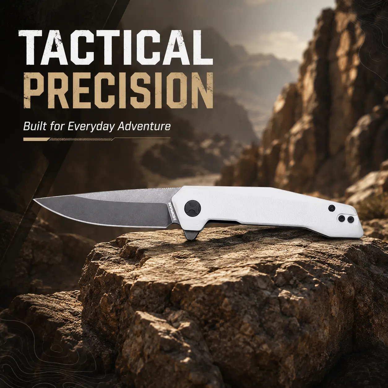 HOPIAN VEX Folding Knife, White Grid Textured G10 Minimalist Grip, 8.5cm D2 Steel Drop Point Blade, 1-Hand Deploy Flipper for EDC, Camping & Backpacking,pocket,ball,Corrosion,bench,micro,outdoor,Ergonomic,sharp,nylon,gif,hi,Da,all-purpose,dai,secure,lock,
