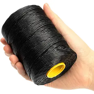 9-Ply 160LBS Tensile Strength Black Waxed Twine, 660FT per Roll Heavy Duty Thick Wax Lacing Cord for Indoor Outdoor Cable Tie Down