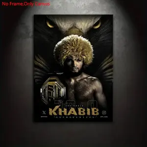 1 Piece/Set Frameless Canvas Painting Print Poster, Classic Realistic Style Art, Modern art design, Khabib Nurmagomedov. A perfect gift for mixed martial arts enthusiasts, ideal for home spaces, wall decor