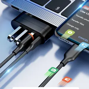 Four-In-One Rotating USB Adapter, USB to USB Type-C, 1 USB 3.0 Port, 2 USB 2.0 Ports, Type-C Adapter, Connect Mouse Keyboard Flash Drive