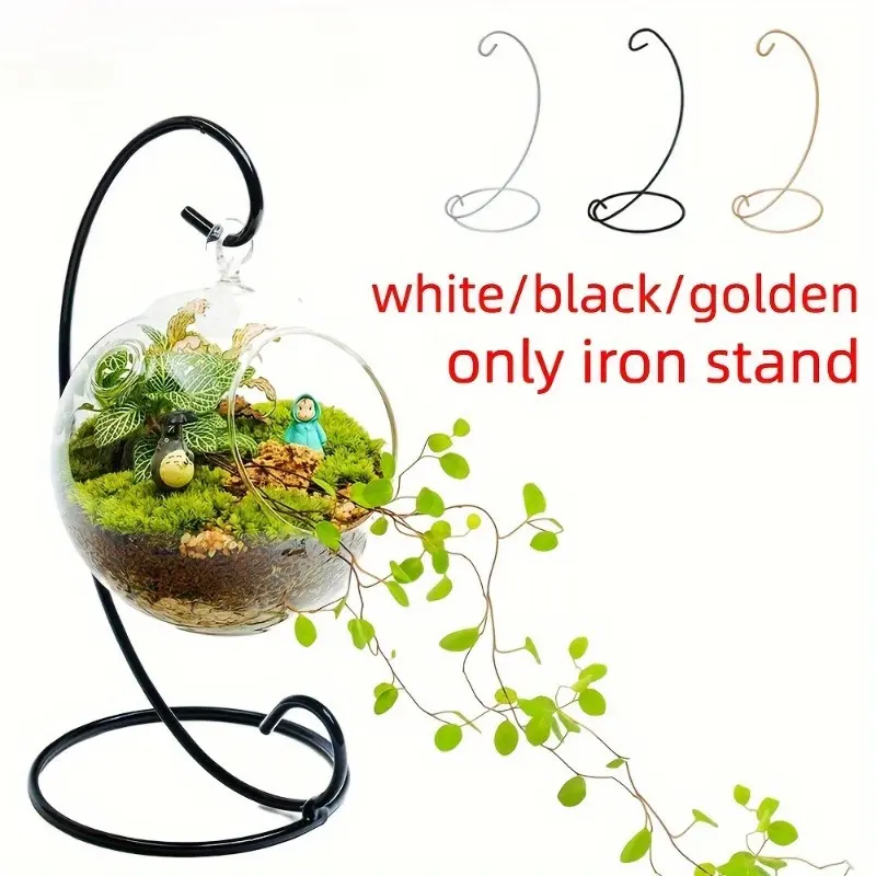 5pcs, Household Decoration Micro Landscape Hanging Bottle Iron Hanger, Home Garden Metal Bauble Ornament Pack Retro Air Plant Terrarium Landscape Display Iron Hanging Stand Decor Holder