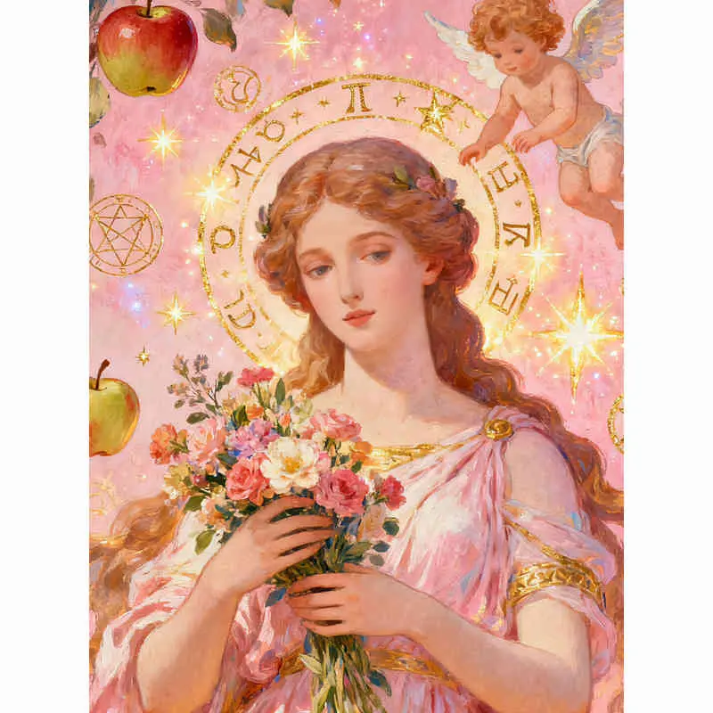 5D Full Drill Diamond Painting Kit - Greek Goddess of Love with Cherub & Roses, Neo-Classical Art Style, Round Acrylic Diamonds, Romantic Mythology Themed DIY Needlework Art for Home Wall Decor, Ideal Gift for Mythology Fans & Craft Enthusiasts