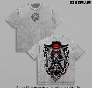 Alucard Hellsing Ultimate Vampire Hunter Vintage Washed Anime Shirt Heavyweight Cotton Oversized Gothic Horror Graphic Tee Streetwear Unisex QOF