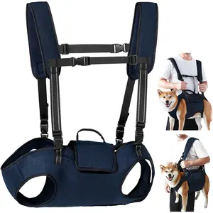 Nasjac Dog Lift Harness for Large Dogs - Full Body Dog Sling Carrier with Adjustable Straps & Control Handle, Breathable Backpack for Elderly Injured Arthritic Disabled Medium Large Dogs, Navy XL