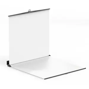 RAUBAY Collapsible White Screen – FloorFlex Backdrop with Floor Extension 7x7x7ft - Professional Portable Retractable Background for Video Conference, Streaming, Photo Studio