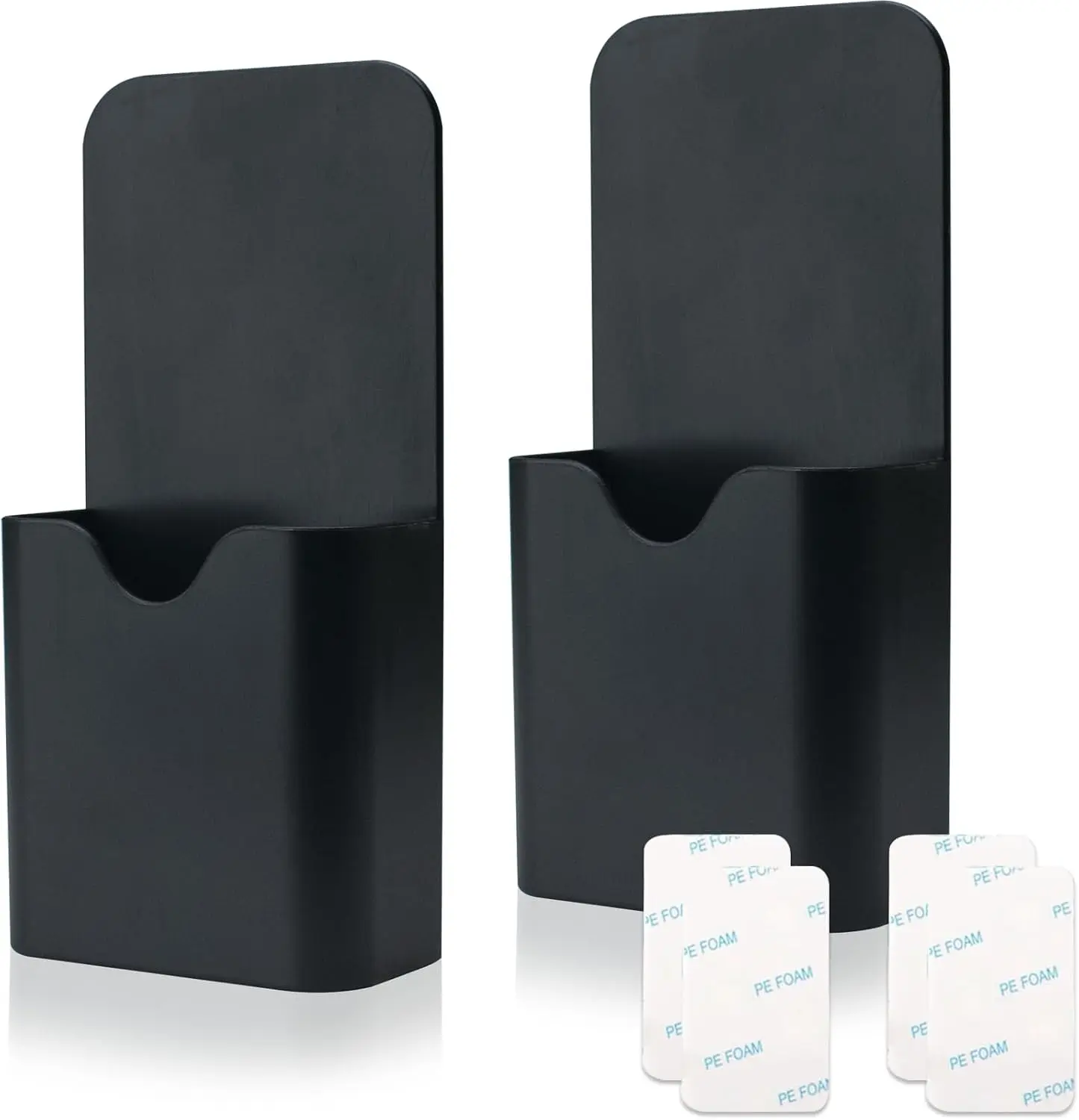 2 Pcs Magnetic Marker Holder Wall Mount Marker Caddy Pencil Holder for Dry Erase Whiteboard Fridge, Self Adhesive Marker Pen Holder for Home Office School(Black&SS)