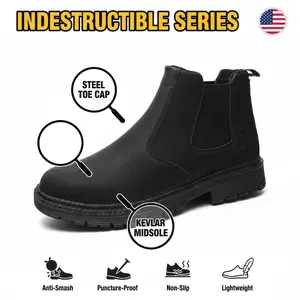 Anti-Slip Smash-proof Splash-proof Puncture-Resistant Unisex Work Boots Warehouse Mechanic Safety Shoe Waterproof Non-Slip Durable Comfortable Fit with Lightweight Cushioning Shock Absorption Heavy Duty Protection All-Day Wear
