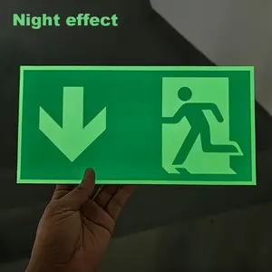 Glow in The Dark Emergency Exit Sign, Rectangle Design, Durable PE Fire & Evacuation Indicator for Workshops, Offices, Public Spaces, Home Decor