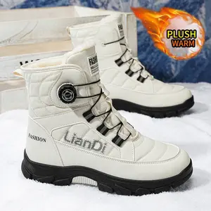 Men's Letter Print Contrast Faux Fur Snow Boots Waterproof Non-slip Ankle Winter Boots for Outdoor Sports Warm Casual Cold Weather Shoes for Men Winter Boots Casual Shoes Boy Footwear