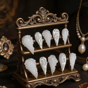 Handmade Glossy Cat Claw Nails, Short Length, European and American Style, Single Item, Perfect for Stylish Nail Art