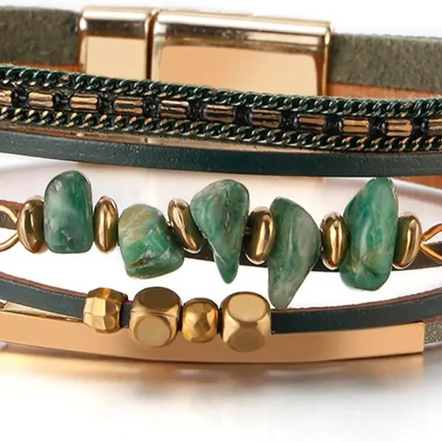 Leather Wrap Bracelets for Women, Boho Western Layered Jewelry | Layered leather cuff bracelets